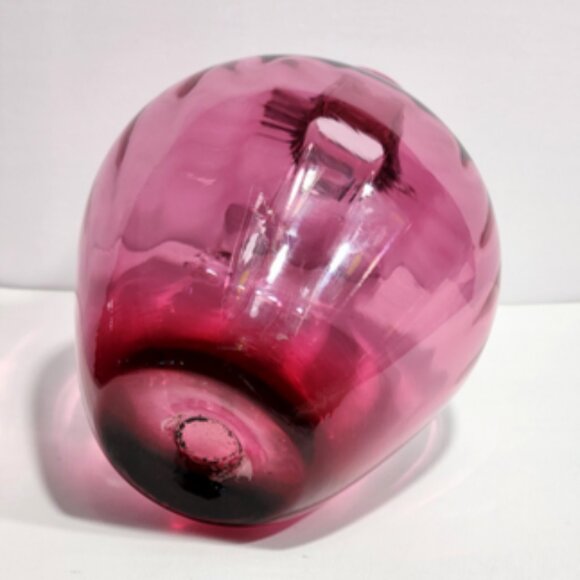 Vintage 6" Hand Blown Pilgrim Glass Cranberry Int Optic Rib Style Glass Pitcher - Picture 8 of 10